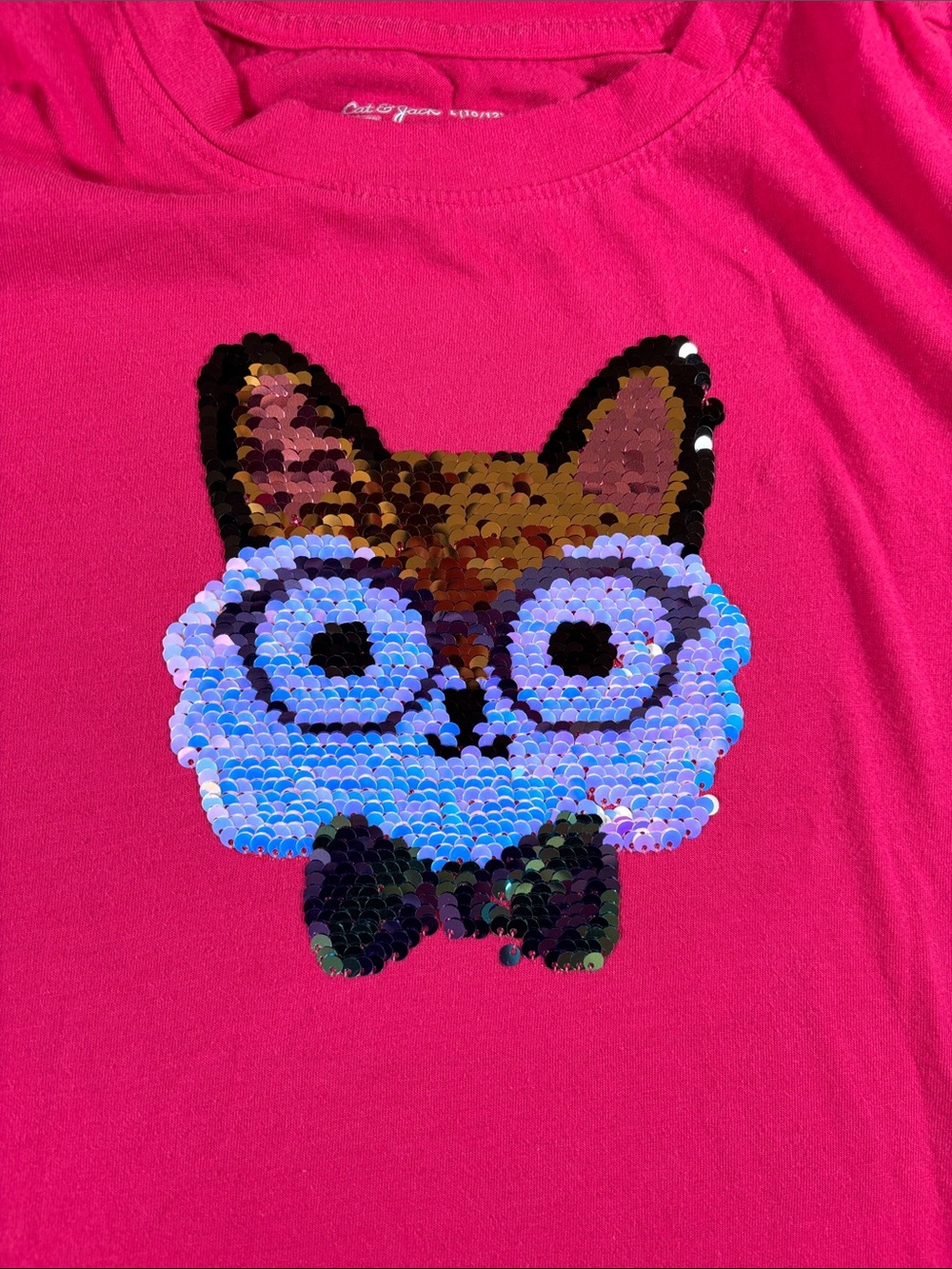 Cat & Jack Girls Sequin Fox Tee - Hot Pink - Picture 3 of 3